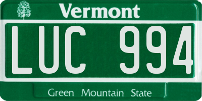 VT license plate LUC994