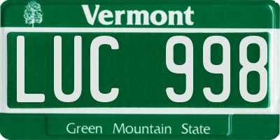 VT license plate LUC998