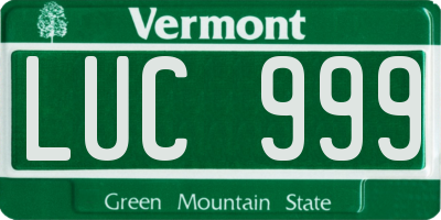 VT license plate LUC999