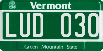 VT license plate LUD030