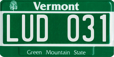 VT license plate LUD031