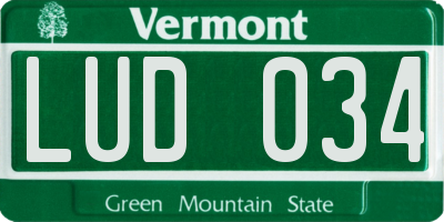 VT license plate LUD034
