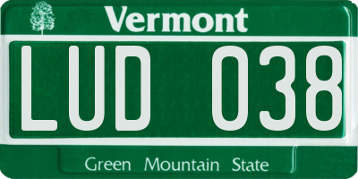 VT license plate LUD038
