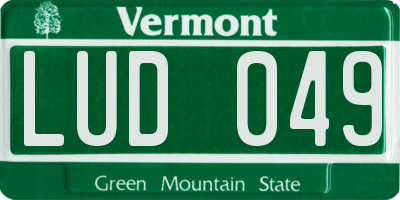 VT license plate LUD049