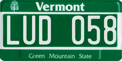 VT license plate LUD058