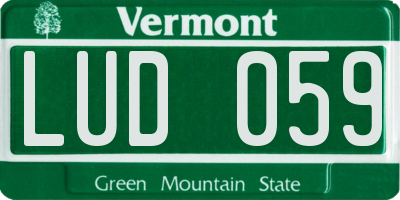 VT license plate LUD059