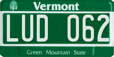 VT license plate LUD062