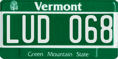 VT license plate LUD068