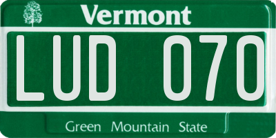 VT license plate LUD070