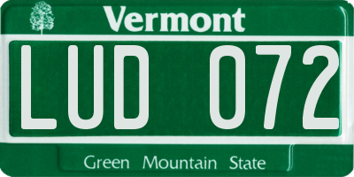 VT license plate LUD072