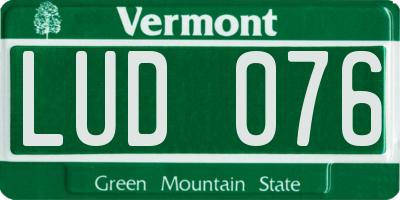 VT license plate LUD076