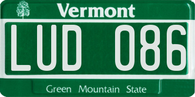 VT license plate LUD086