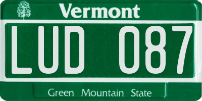 VT license plate LUD087