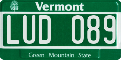 VT license plate LUD089