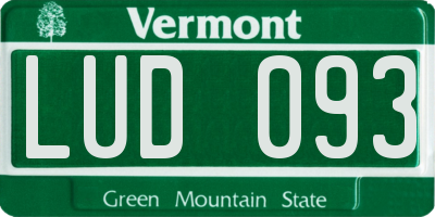 VT license plate LUD093