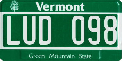 VT license plate LUD098