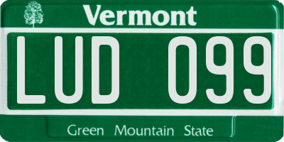 VT license plate LUD099