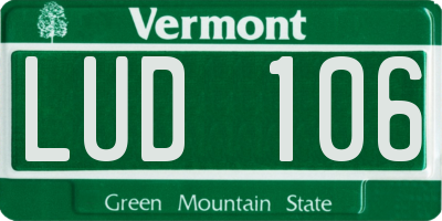 VT license plate LUD106