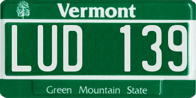VT license plate LUD139