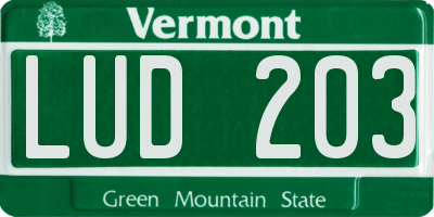 VT license plate LUD203