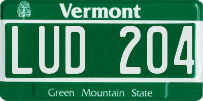 VT license plate LUD204