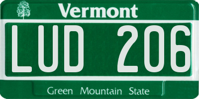 VT license plate LUD206