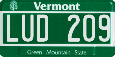 VT license plate LUD209
