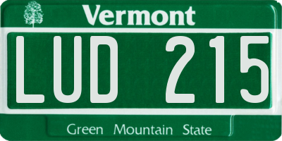 VT license plate LUD215