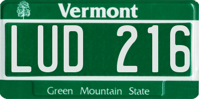VT license plate LUD216