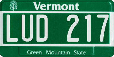 VT license plate LUD217