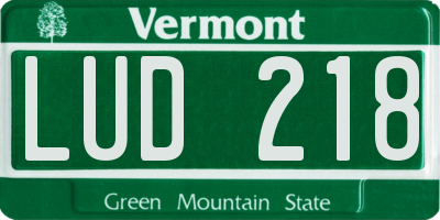 VT license plate LUD218