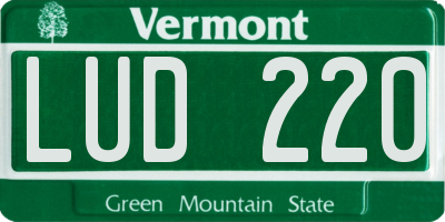 VT license plate LUD220