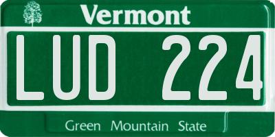 VT license plate LUD224