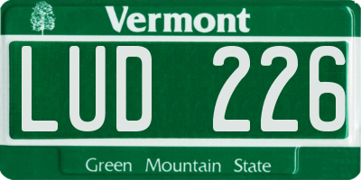 VT license plate LUD226