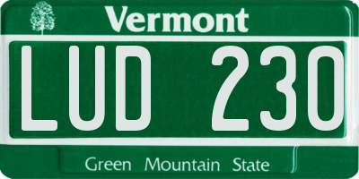 VT license plate LUD230