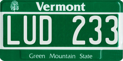 VT license plate LUD233