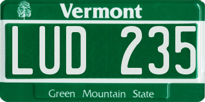 VT license plate LUD235