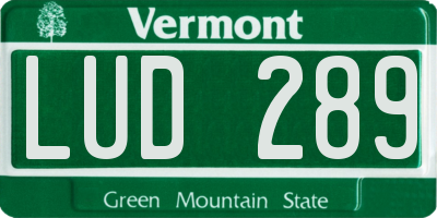 VT license plate LUD289