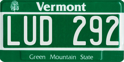 VT license plate LUD292