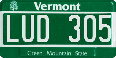 VT license plate LUD305
