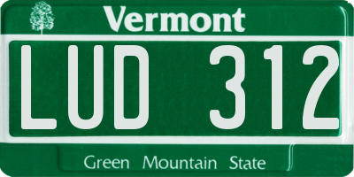 VT license plate LUD312