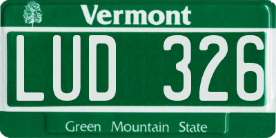 VT license plate LUD326