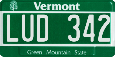 VT license plate LUD342