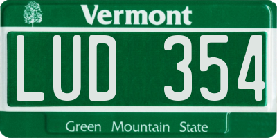 VT license plate LUD354