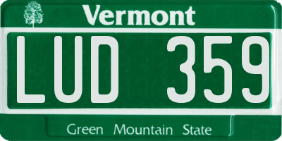 VT license plate LUD359