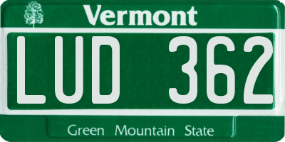 VT license plate LUD362