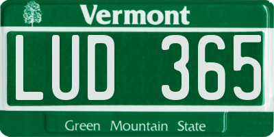 VT license plate LUD365