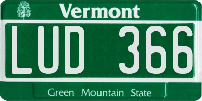VT license plate LUD366