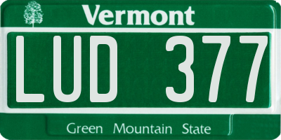 VT license plate LUD377
