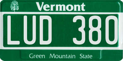VT license plate LUD380
